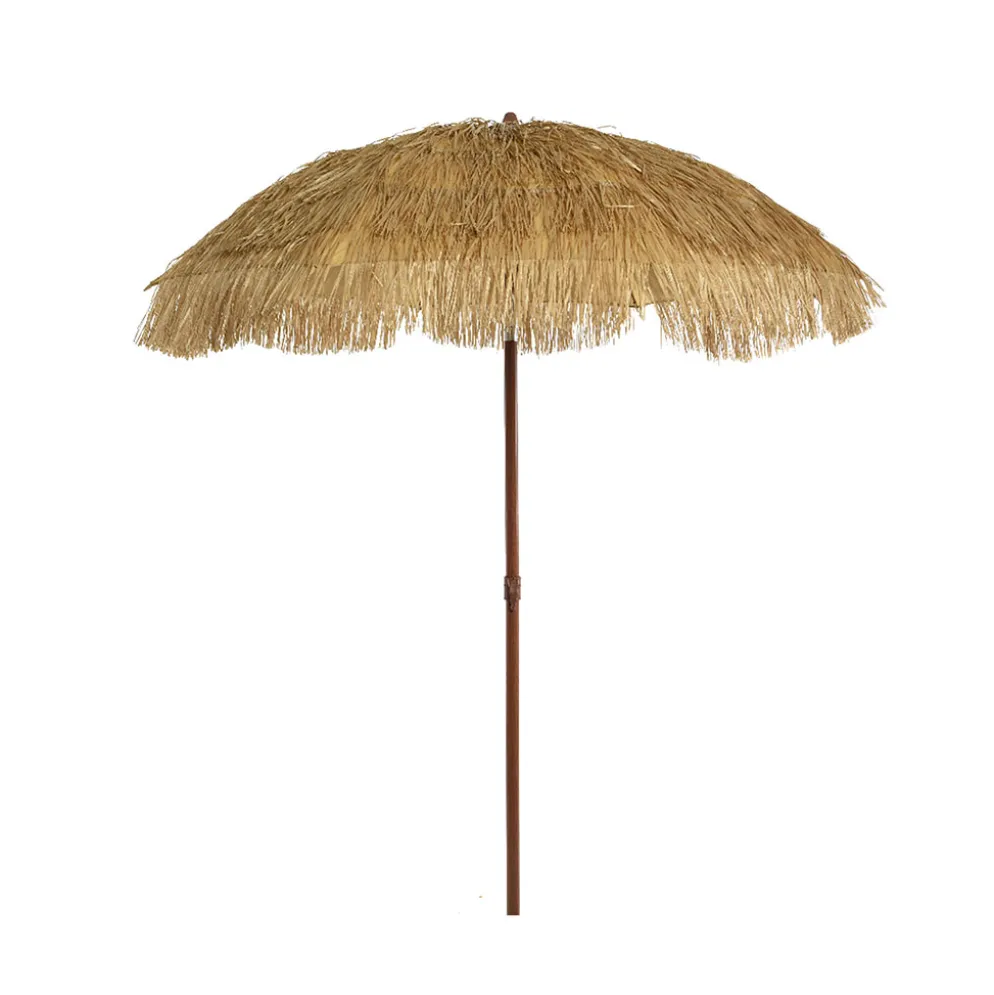 Parasol en paille inclinable avec manche en métal d180cm