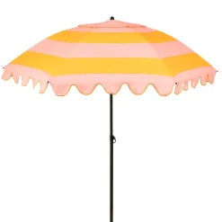 Parasol inclinable en acier et tissu rayé jaune et rose d197xh238cm