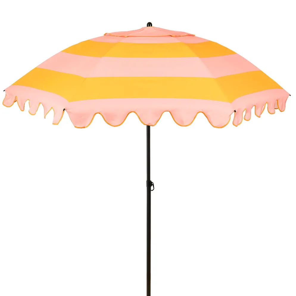 Parasol inclinable en acier et tissu rayé jaune et rose d197xh238cm