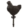 Patère poule en fonte brun - Campagne
