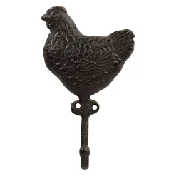 Patère poule en fonte brun - Campagne