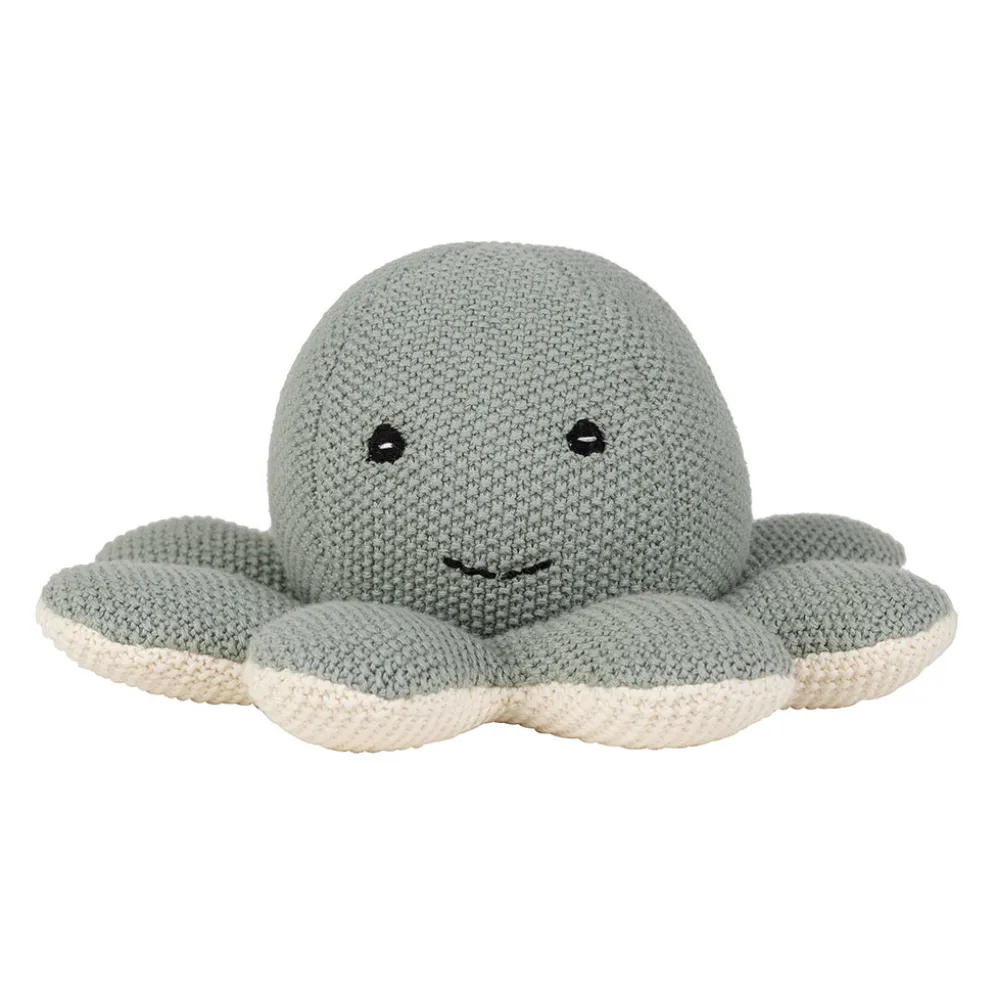 Peluche poulpe en coton sauge 23cm- Clodi