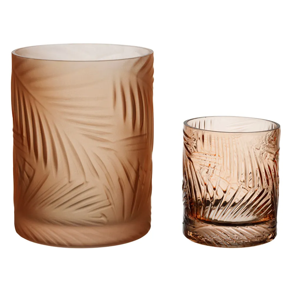 Photophores x2 en verre corail et rose - Aurore