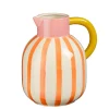 Pichet en céramique rayé orange et rose h20cm - Mag