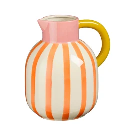 Pichet en céramique rayé orange et rose h20cm - Mag
