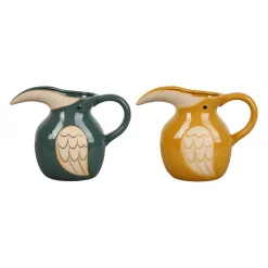 Pichets oiseaux x2 en grès romarin et moutarde 90cl - Calao