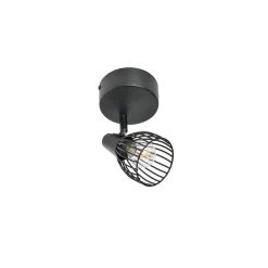 Plafonnier 1 spot orientable en métal filaire noir h15cm E14 - Jaro