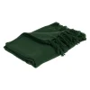 Plaid avec franges en tissu vert 150x130cm - Klosen