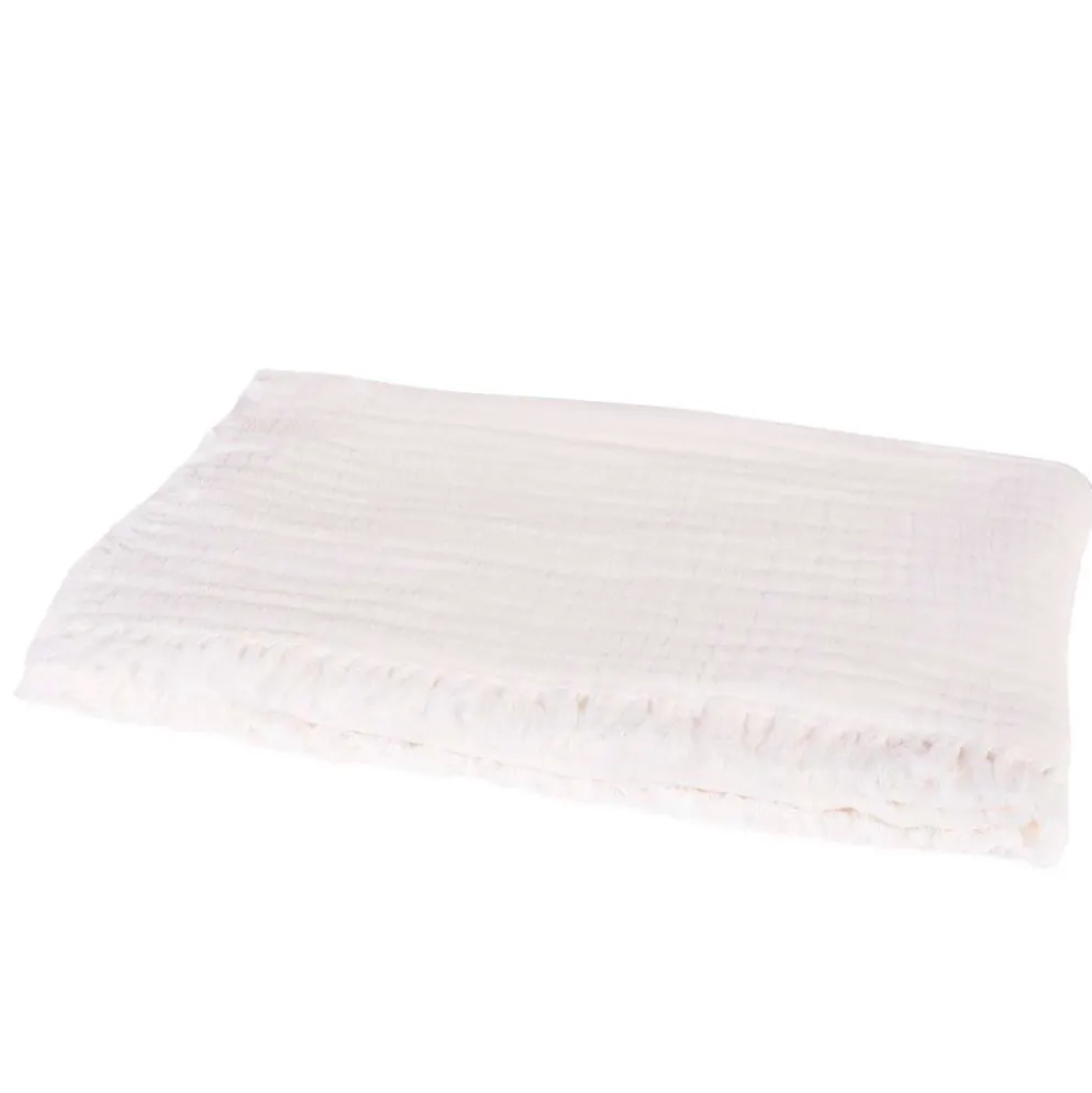 Plaid en coton ivoire 130x180cm - Vanly