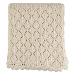Plaid pour enfant losange en coton écru 90x70cm - Clodi