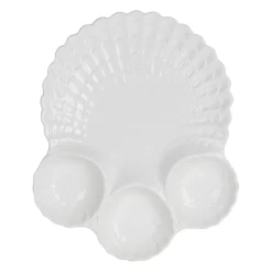 Plat à apéritif en faïence blanc 45x37cm - Poisson