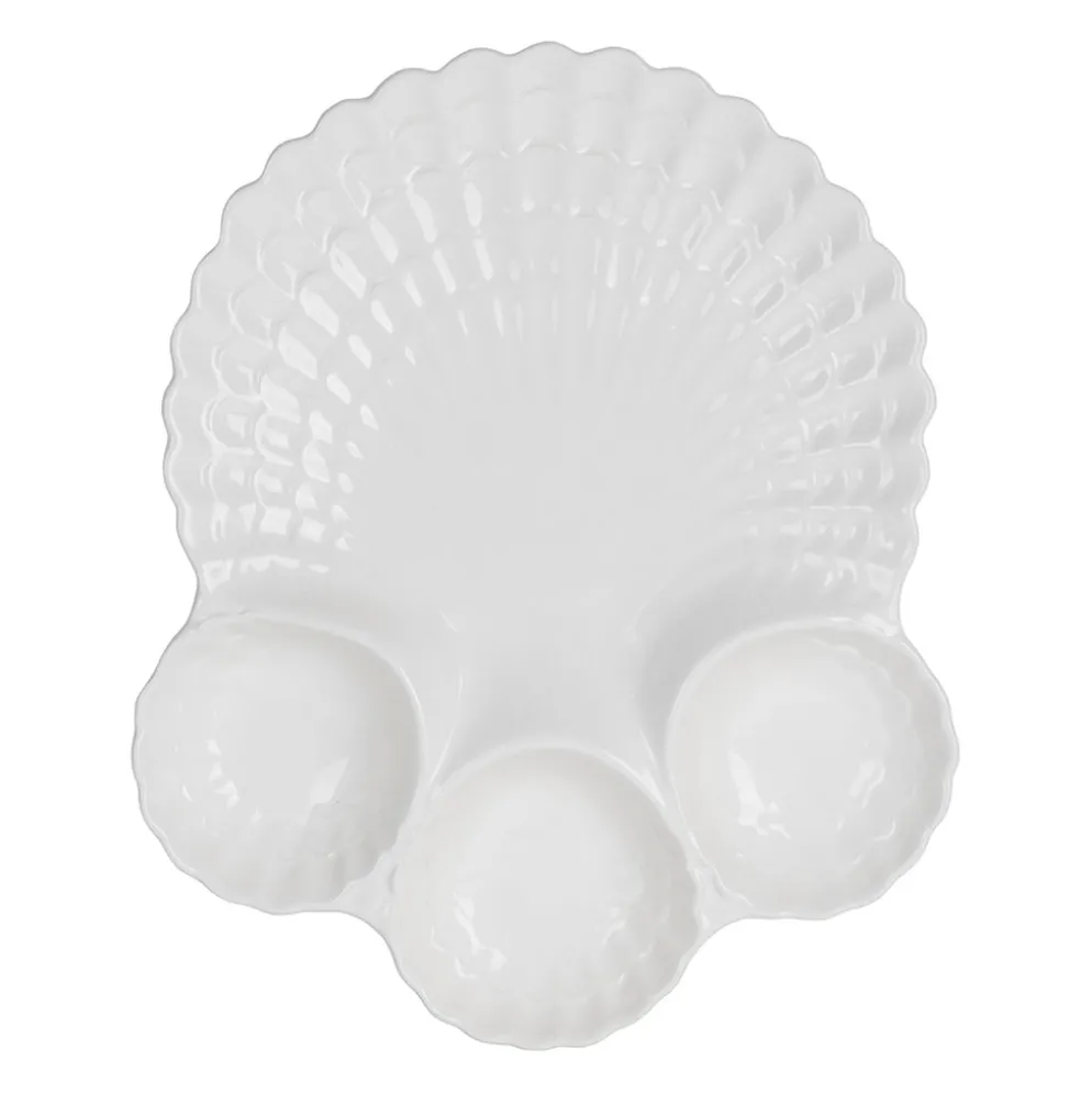 Plat à apéritif en faïence blanc 45x37cm - Poisson