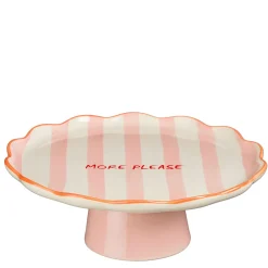 Plat à gâteau en céramique rayé rose d28cm - Mag