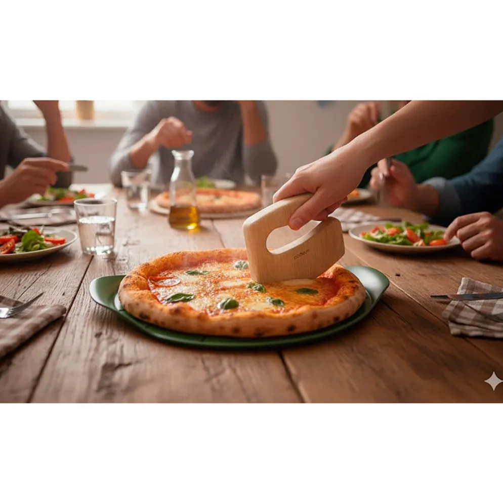 Plat à pizza avec couteau en aluminium fougère - Formidable