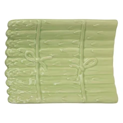 Plat asperge en faïence vert 20x15cm