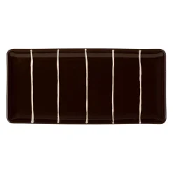 Plat en grès brun et écru 32x15cm - Epura