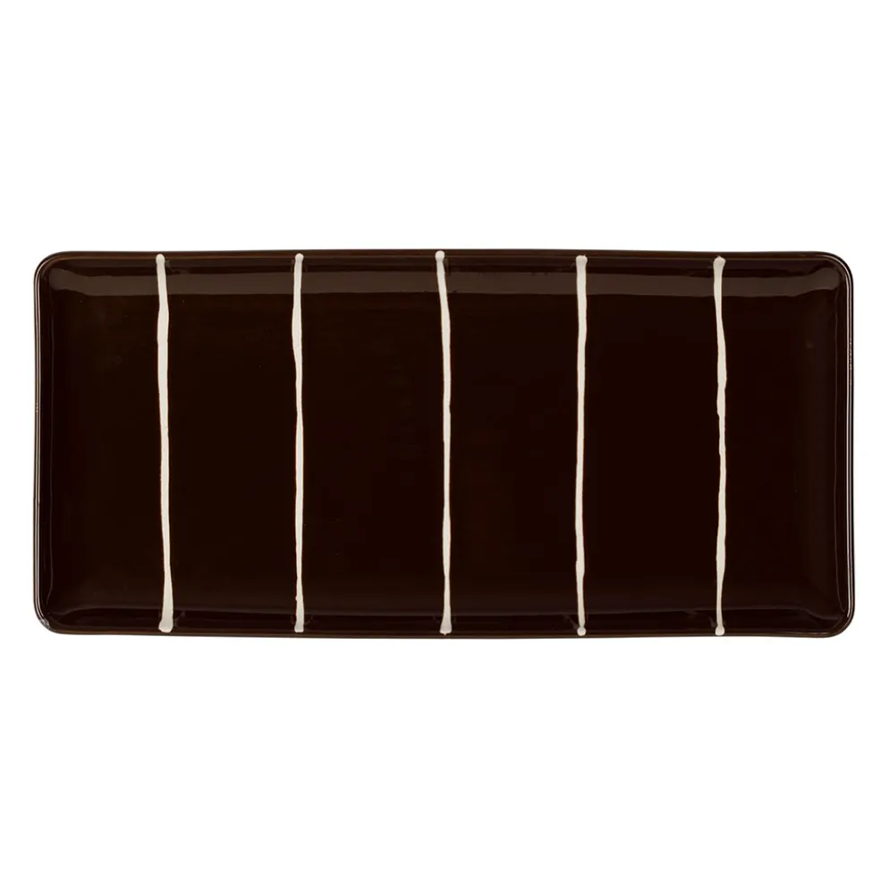 Plat en grès brun et écru 32x15cm - Epura