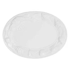 Plat ovale en faïence blanc 41x30cm - Poisson