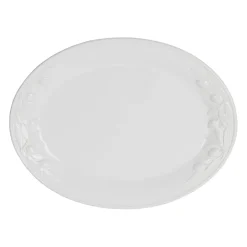 Plat ovale en faïence blanc 46.5x35.5cm - Olivier