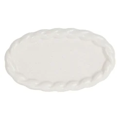 Plat ovale en grès écru moucheté 33x19cm - Organic