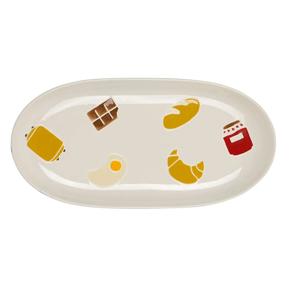 Plat ovale en grès écru 31x15cm - Réveil gourmand