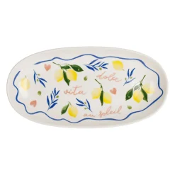 Plat ovale en grès jaune 31x16cm - Solencia