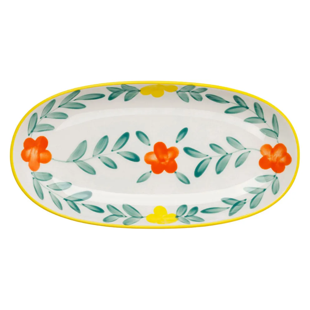 Plat ovale en grès multicolore 31x15cm - Bellagio