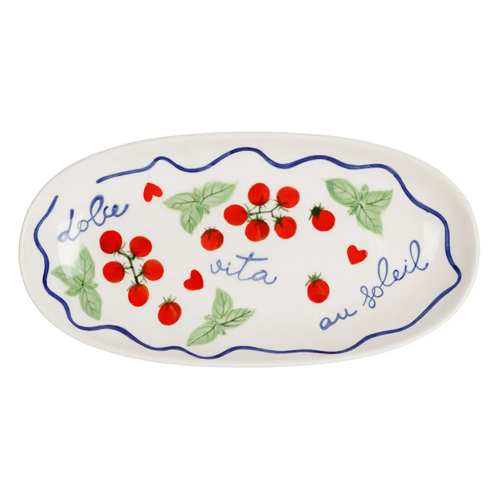 Plat ovale en grès rouge 31x16cm - Solencia