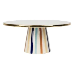 Plat sur pied en grès bleu et doré d27.5xh12cm - Blue Sand