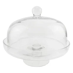 Plat sur pied en verre avec cloche d30cm - Alphe