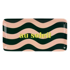 Plateau "Au soleil" en fer émeraude et pêche 30x15cm - Solencia