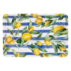 Plateau citron en fer rayé bleu et blanc 30x20cm - Solencia