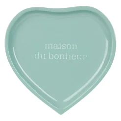 Plateau cœur en fer turquoise 29x29cm