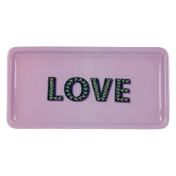 Plateau en fer "Love" mauve et noir 30x15cm - Pop's