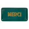 Plateau "merci" en fer émeraude et moutarde 30x15cm - Pop'S