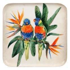 Plateau oiseaux en fer 27x27cm