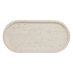 Plateau ovale en ciment écru moucheté 25x12cm - Organic