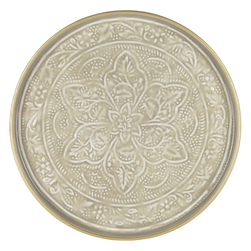 Plateau rond en fer grège d36cm - Arabise