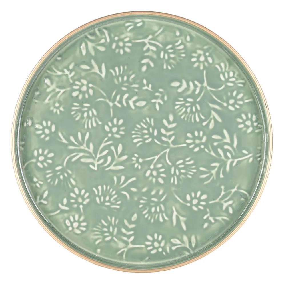 Plateau rond en fer sauge d36cm - Baroque