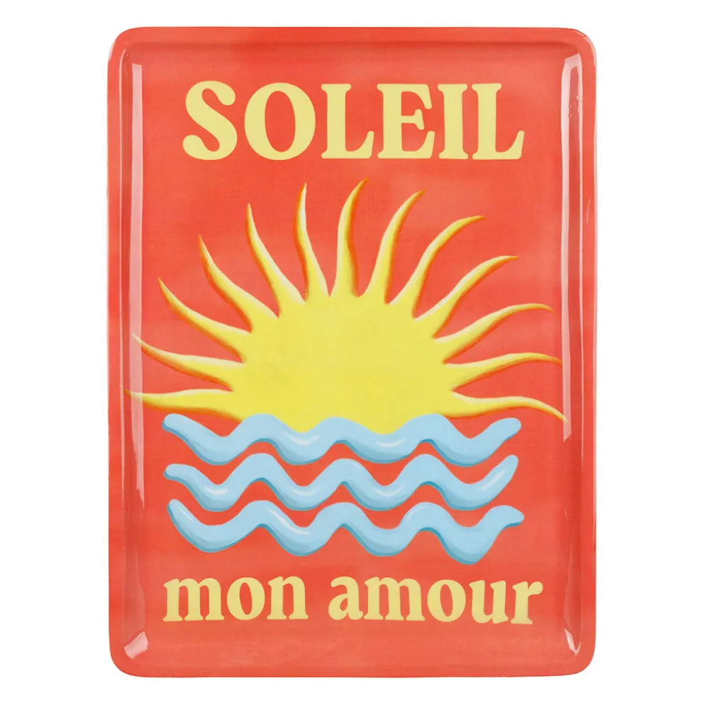 Plateau "Soleil" en fer corail 30x40cm - Solencia