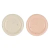 Plats ronds x2 en grès rose et écru moucheté d20cm - Aurore