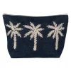 Pochette brodée en coton bleu - Medi