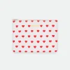 Pochette cœur en tissu rayé blanc et rouge