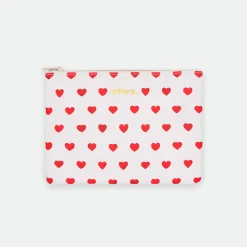 Pochette cœur en tissu rayé blanc et rouge