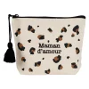 Pochette en coton léopard brun et noir - Mini fauve