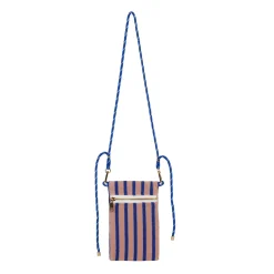 Pochette en coton rayé bleu et violet avec lanière bleue - Plouf&Sun