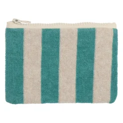 Pochette en coton rayée émeuraude et blanc - Palma