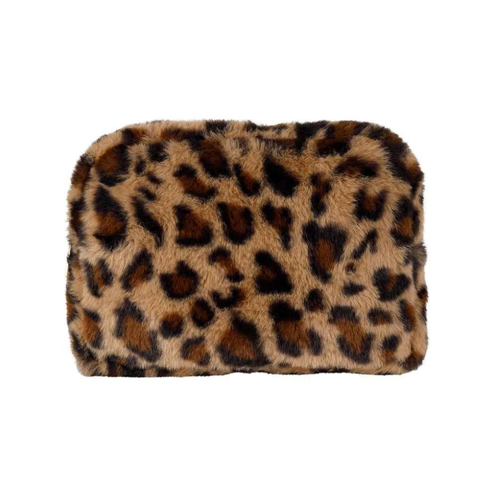 Pochette en fausse fourure léopard beige et brun - Félien