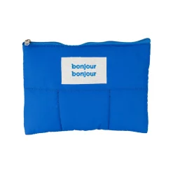 Pochette en tissu matelassé indigo - Quilted