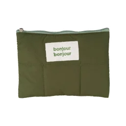 Pochette en tissu matelassé vert - Quilted